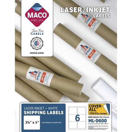 Maco Label, Lsr, 3-1/3X4, We Pk MACML0600